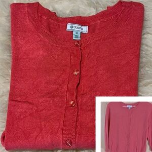 Career Cardigan Salmon Pink Knit Cropped Sweater